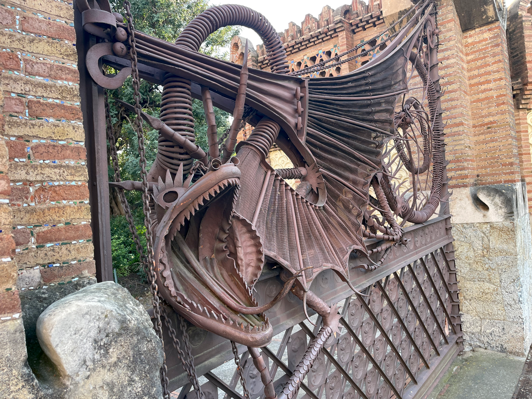 Güell Pavillions Dragon Gate Head