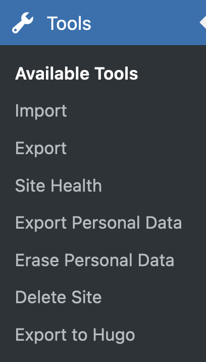 Tools Menu with Export Option