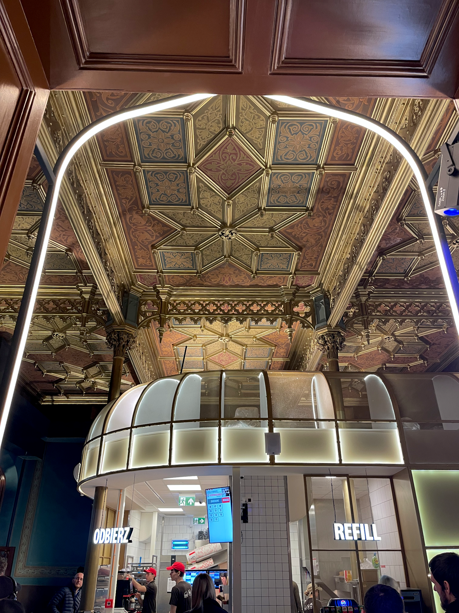 Ornate ceiling in a KFC