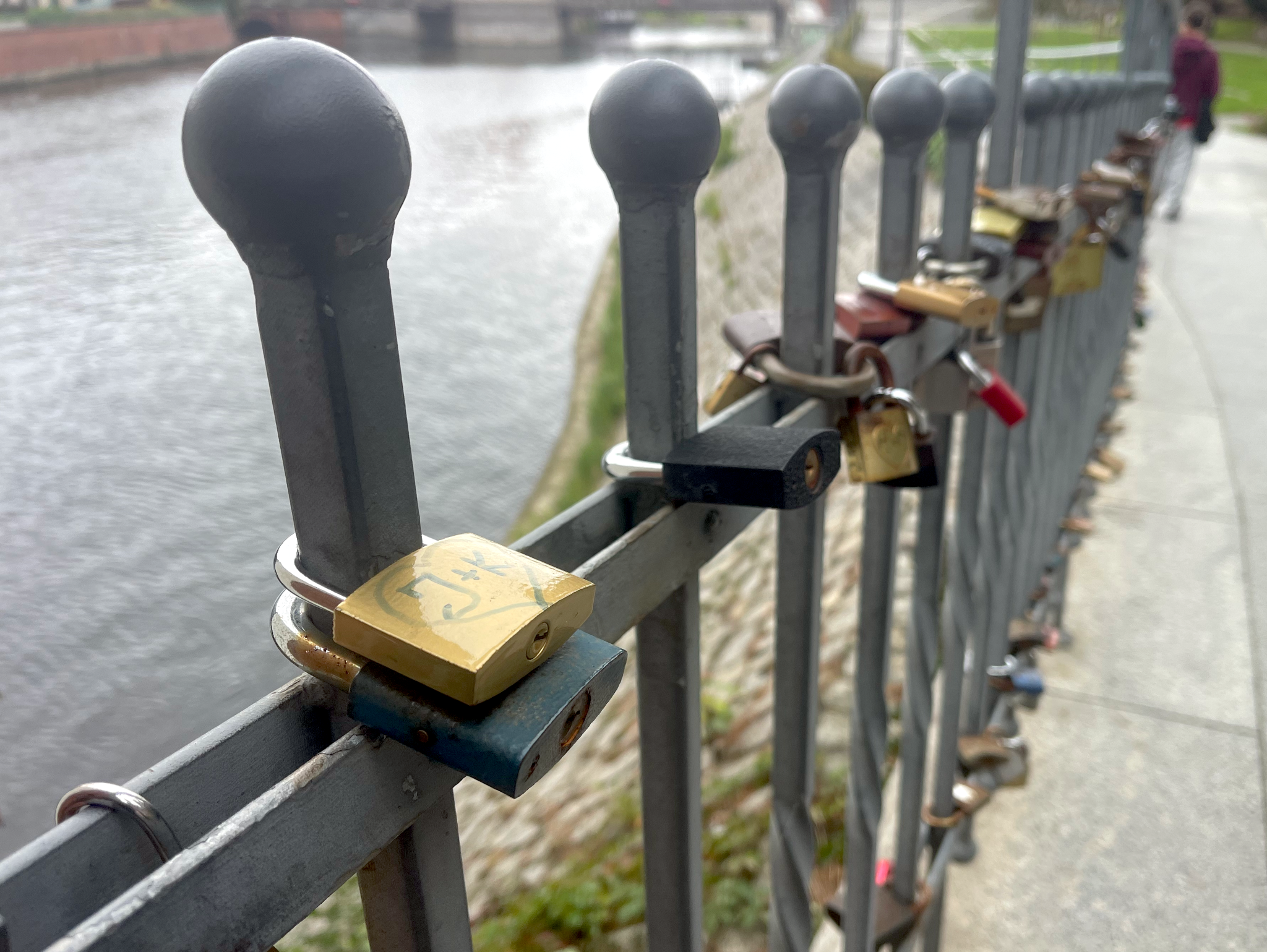 Railing with locks attached