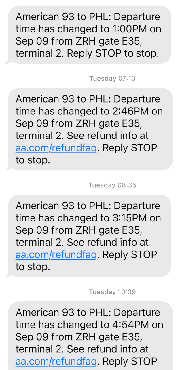 Screenshot of the delays