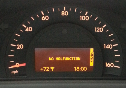 Speedometer with NO MALFUNCTION displayed